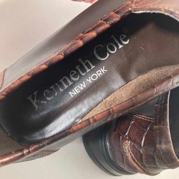 Womens Kenneth Cole New York Brown Leather Crocodile Loafer 7 - Picture 6 of 8